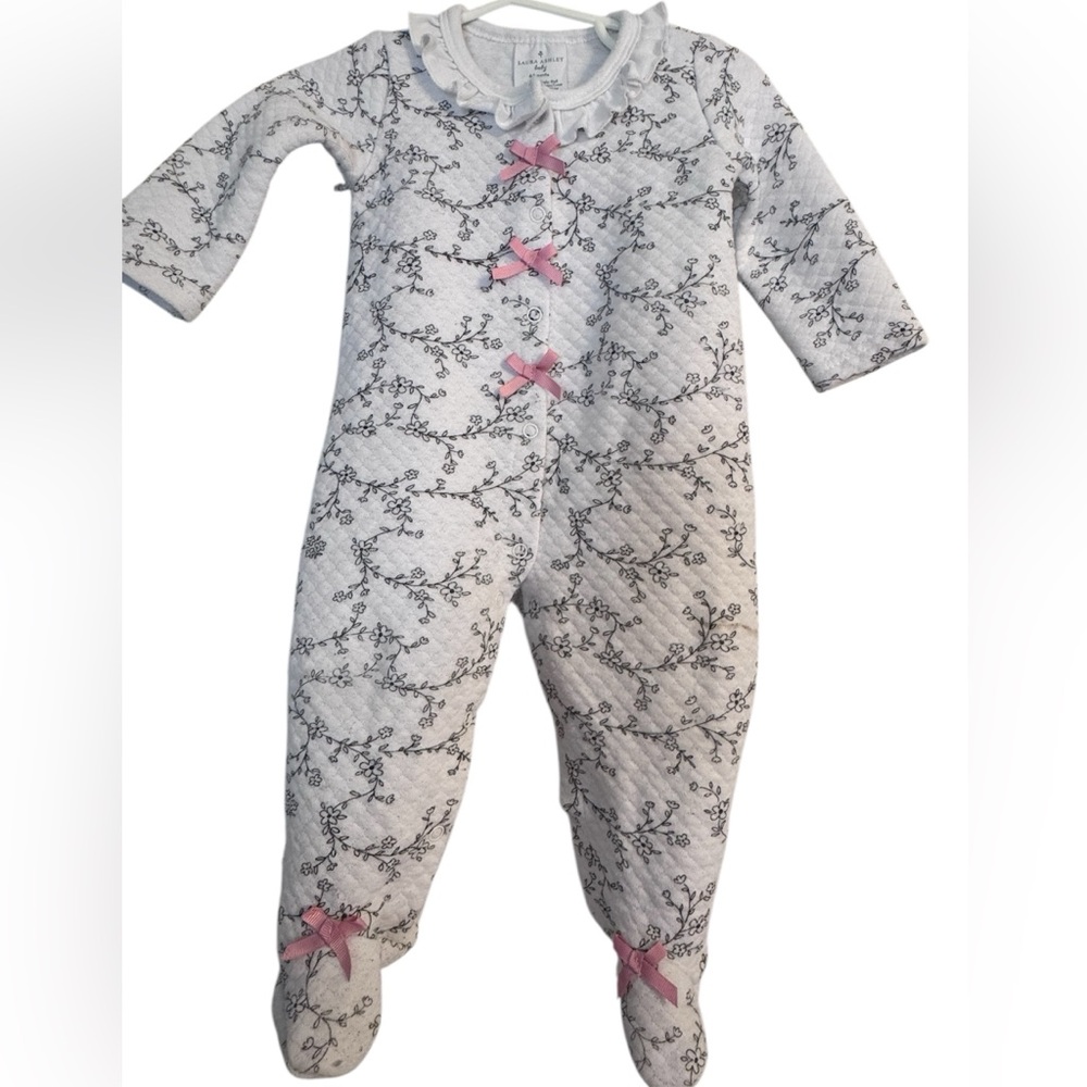 Laura Ashley White and Black Footies One Piece